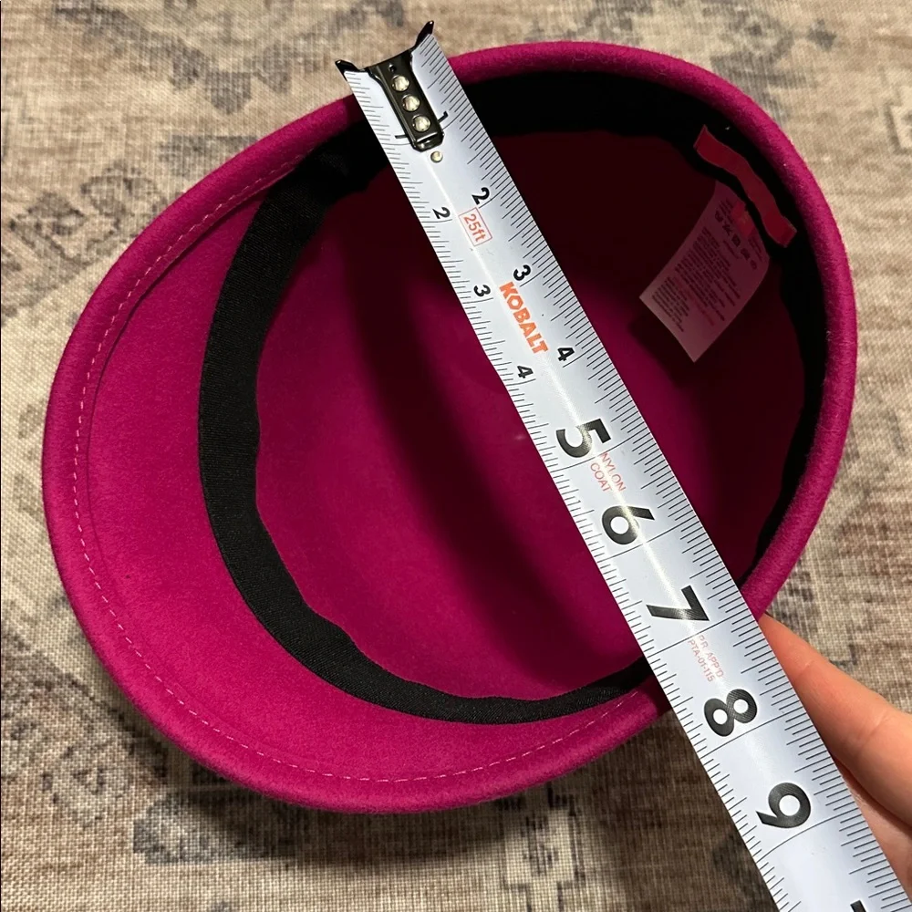 100% wool le big girls cat ear hat fuchsia sz m/l a